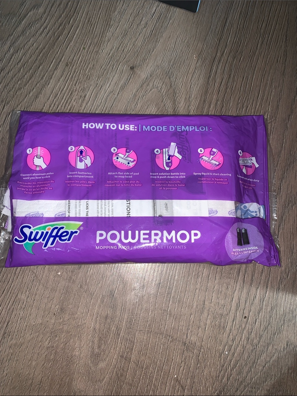 Swiffer PowerMop Refill Pads - Purple Packe ~ 5 in the pack, w/ batteries